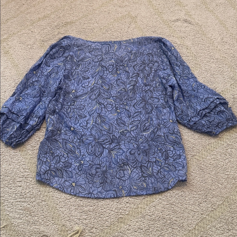 Zac & Rachel Blue Floral Button Blouse – Size L - Picture 3 of 3